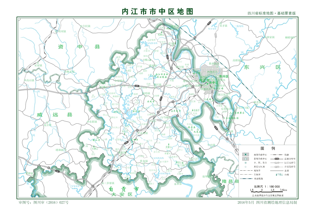 （四川?。﹥?nèi)江市市中區(qū)縣情介紹（含自然地理地圖水系圖）